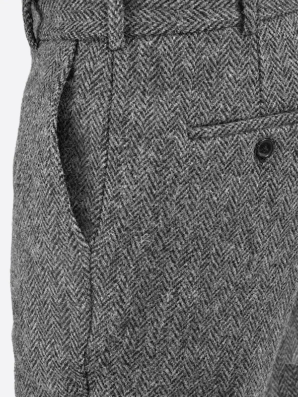 SuitsHeritage Men's Grey Twill Regular Fit Pant Back