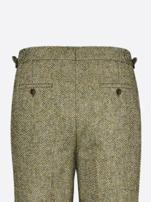 SuitsHeritage Men's Herringbone Beige Regular Fit Pant Back