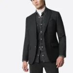SuitsHeritage Herringbone Dark Grey Tailored Fit Blazer