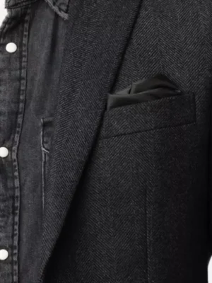 SuitsHeritage Herringbone Dark Grey Tailored Fit Blazer Pocket