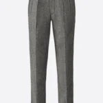 SuitsHeritage Men's Herringbone Grey Regular Fit Pant