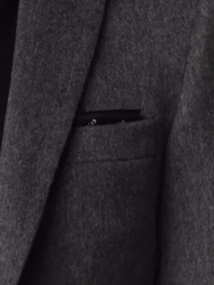 SuitsHeritage Men's Herringbone Grey Tailored Fit Blazer Pocket