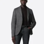 SuitsHeritage Herringbone Light Grey Tailored Fit Blazer