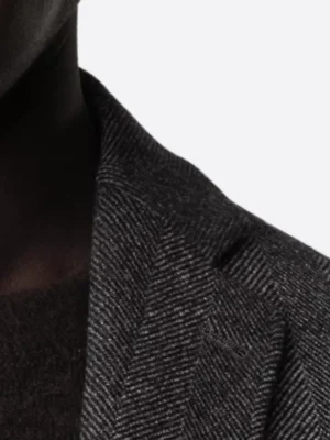 SuitsHeritage Herringbone Light Grey Tailored Fit Blazer Close