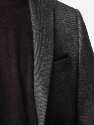 SuitsHeritage Herringbone Light Grey Tailored Fit Blazer Pocket