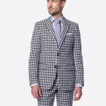 SuitsHeritage Men’s Hounstooth White Tailored Fit Blazer