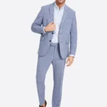 SuitsHeritage Men's Houndtooth Light Blue Slim Fit 2 Piece Suit