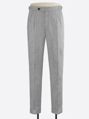 Men's Light Grey Herringbone Regular Size Pant