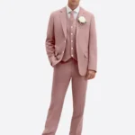 SuitsHeritage Men's Solid Light Pink Relaxed Fit 3 Piece Suit