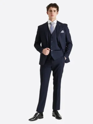 SuitsHeritage Men's Solid Regular Fit 3 Piece Suits