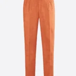 SuitsHeritage Men's Herringbone Orange Regular Fit Pant