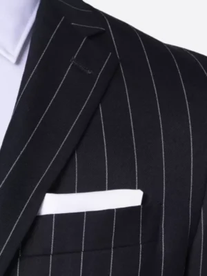 SuitsHeritage Men's Pinstripe Black Tailored Fit Blazer Close