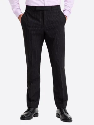 SuitsHeritage Men's Pinstripe Black Slim Fit 2 Piece Suit Pant