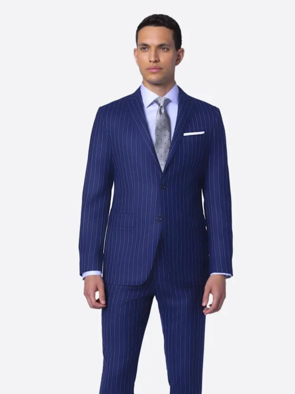 SuitsHeritage Men’s Pinstripe Blue Tailored Fit Blazer