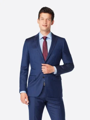 SuitsHeritage Men’s Pinstripe Navy Tailored Fit Blazer