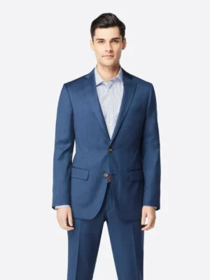 SuitsHeritage Men's Plaid Blue Tailored Fit Blazer