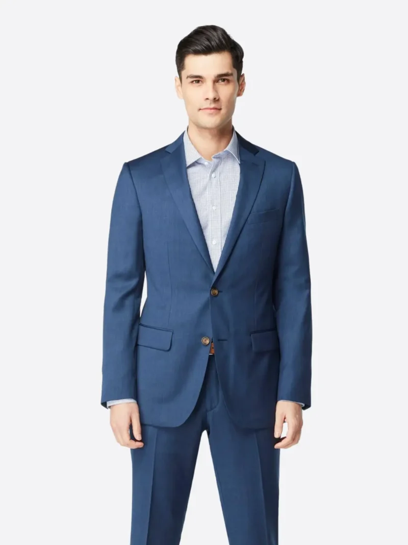 SuitsHeritage Men's Plaid Blue Tailored Fit Blazer