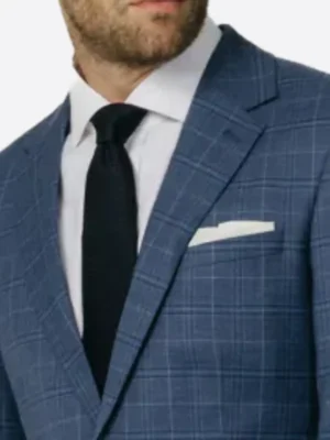 SuitsHeritage Men's Plaid Blue Slim Fit 2 Piece Suit Close