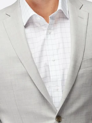 SuitsHeritage Men’s Plaid Cream Tailored Fit Blazer Collar