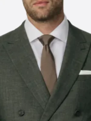 SuitsHeritage Men's Plaid Green Double Breasted Slim Fit 2 Piece Suit Close