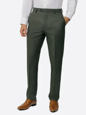 SuitsHeritage Men's Plaid Green Double Breasted Slim Fit 2 Piece Suit Pant