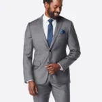 SuitsHeritage Men's Plaid Grey Tailored Fit Blazer