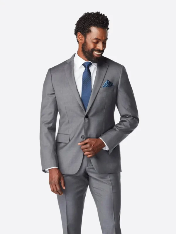 SuitsHeritage Men's Plaid Grey Tailored Fit Blazer
