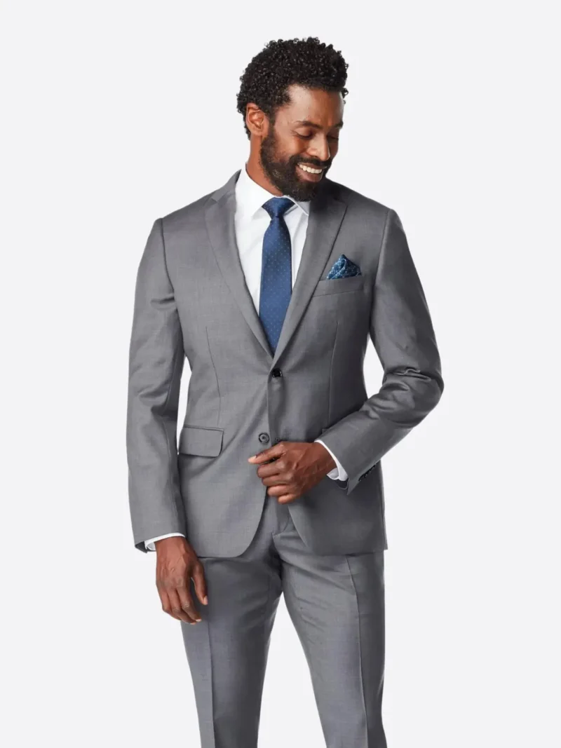 SuitsHeritage Men's Plaid Grey Tailored Fit Blazer