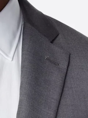 SuitsHeritage Men's Plaid Grey Tailored Fit Blazer Close