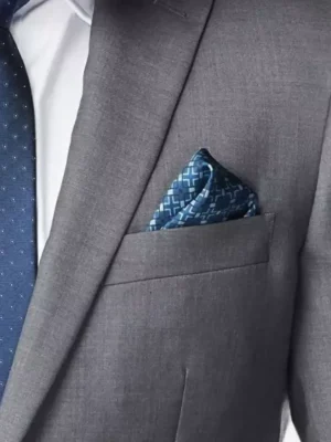 SuitsHeritage Men's Plaid Grey Tailored Fit Blazer Pocket