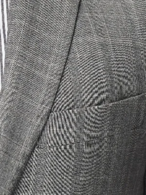 SuitsHeritage Men’s Plaid Light Grey Tailored Fit Blazer Pockets