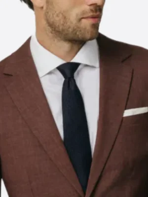 SuitsHeritage Men's Plaid Maroon Slim Fit 2 Piece Suit Close