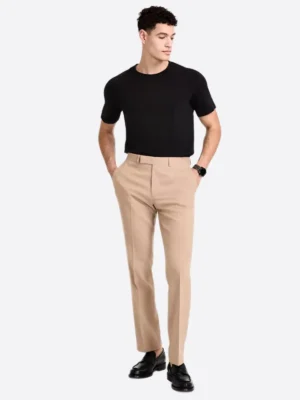 SuitsHeritage Men's Solid Beige Slim Fit 2 Piece Suit Pant