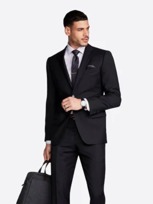 SuitsHeritage Men's Solid Black Tailored Fit Blazer