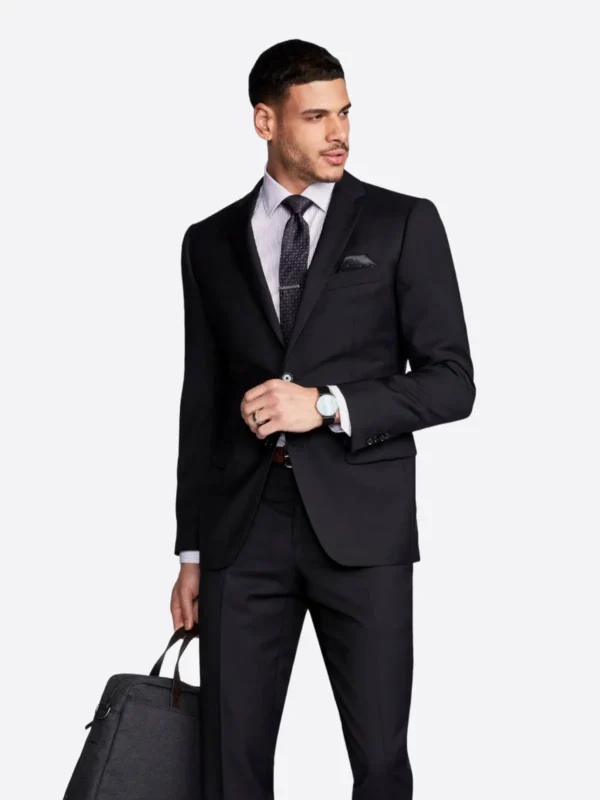 SuitsHeritage Men's Solid Black Tailored Fit Blazer