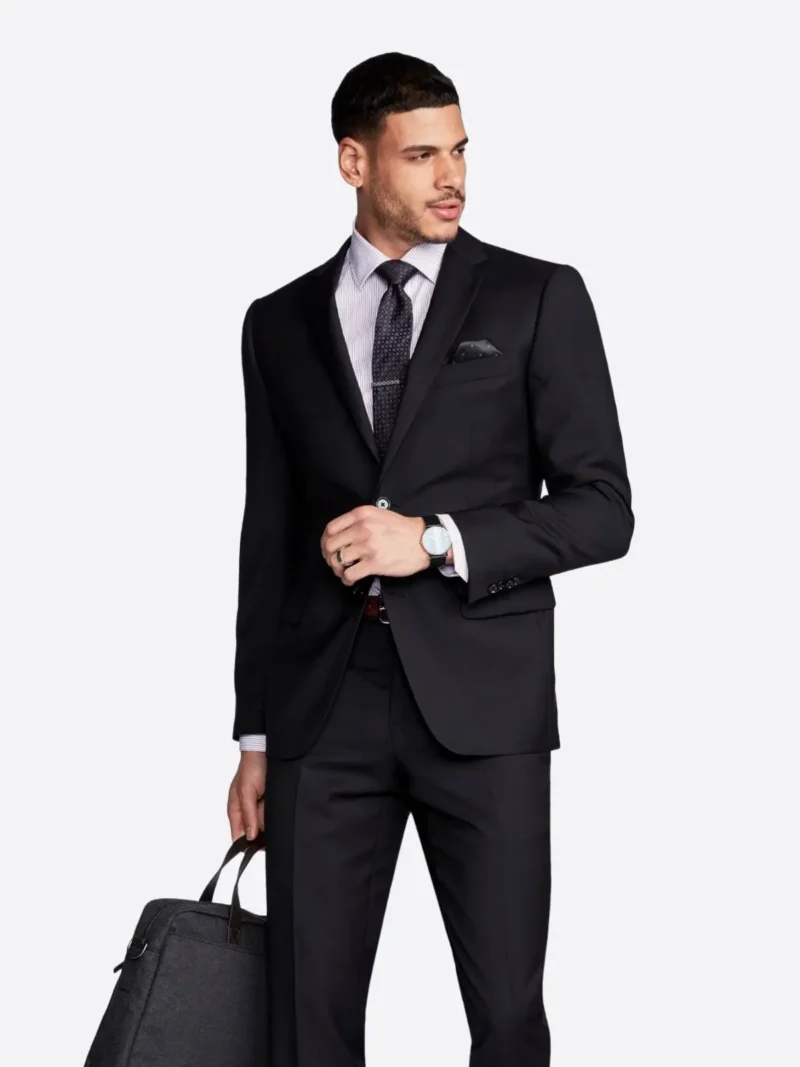 SuitsHeritage Men's Solid Black Tailored Fit Blazer