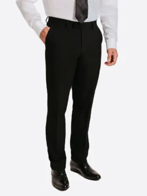 SuitsHeritage Men's Solid Black Slim Fit 2 Piece Suit Pant