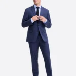 SuitsHeritage Men's Solid Blue Slim Fit 2 Piece Suit