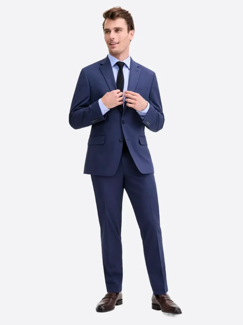 SuitsHeritage Men's Solid Blue Slim Fit 2 Piece Suit