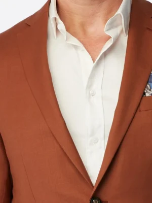 SuitsHeritage Men’s Solid Brown Tailored Fit Blazer Collar