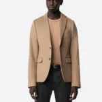 SuitsHeritage Men's Solid Camel Tailored Fit Blazer