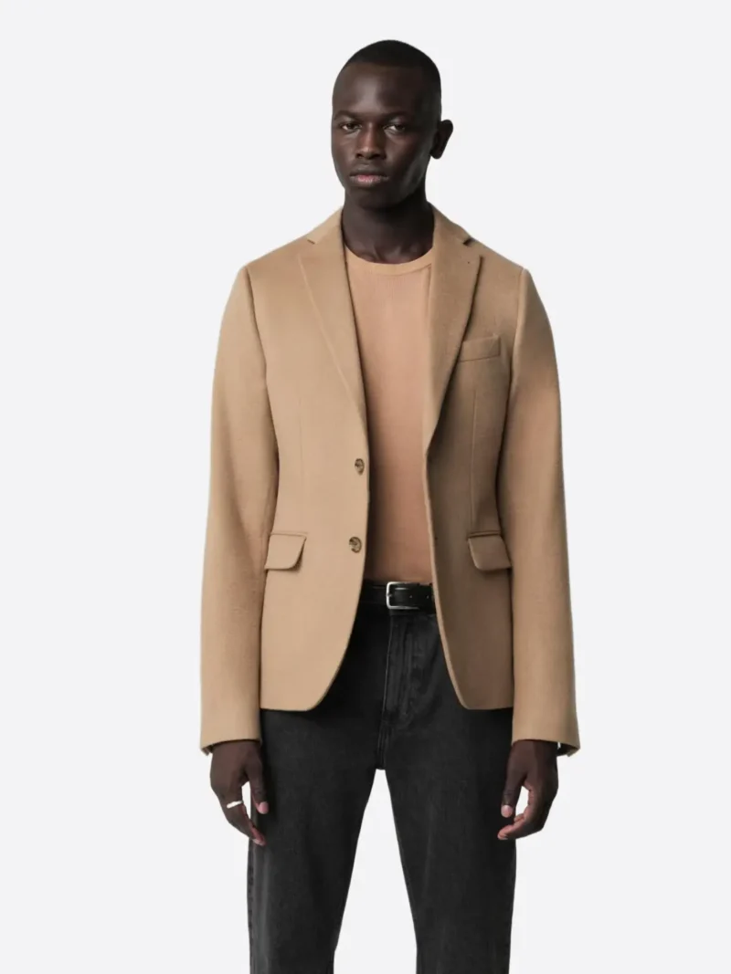 SuitsHeritage Men's Solid Camel Tailored Fit Blazer