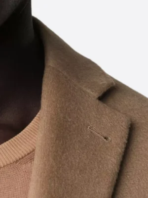 SuitsHeritage Men's Solid Camel Tailored Fit Blazer Close