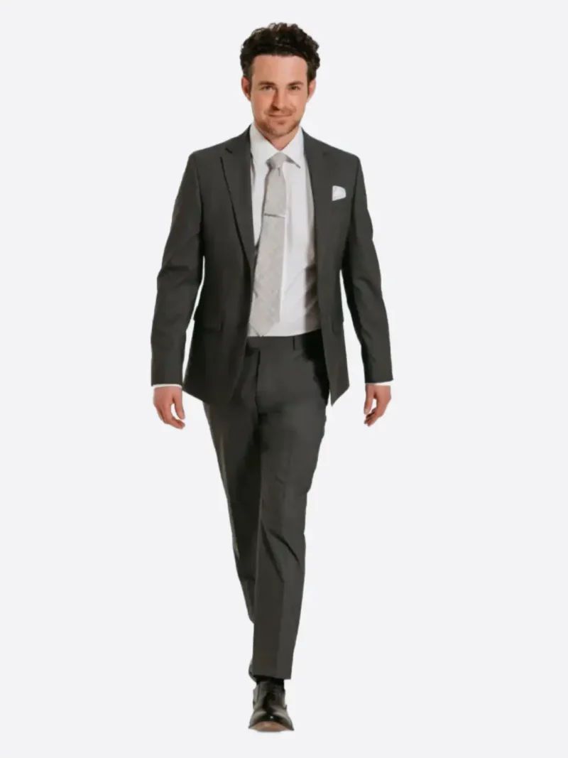 SuitsHeritage Men's Solid Dark Grey Slim Fit 2 Piece Suit
