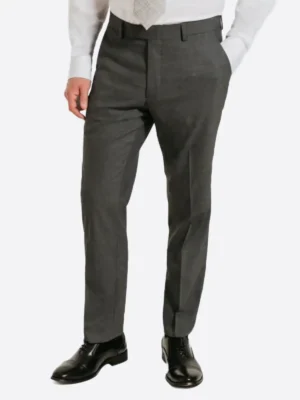 SuitsHeritage Men's Solid Dark Grey Slim Fit 2 Piece Suit Pant