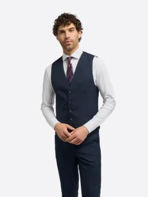 SuitsHeritage Men's Solid Dark Navy Regular Fit 3 Piece Suit Vest