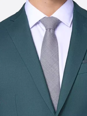 SuitsHeritage Men’s Solid Green Tailored Fit Blazer Collar