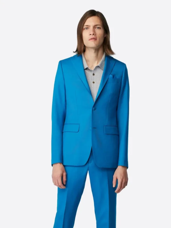 SuitsHeritage Men's Solid Light Blue Tailored Fit Blazer