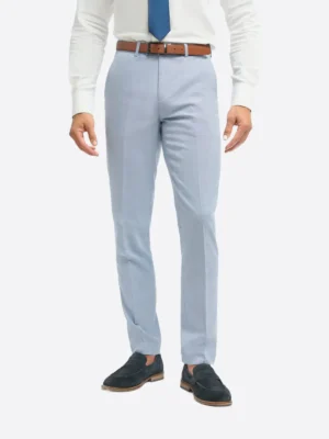 SuitsHeritage Men's Solid Light Blue Regular Fit 3 Piece Suit Pant