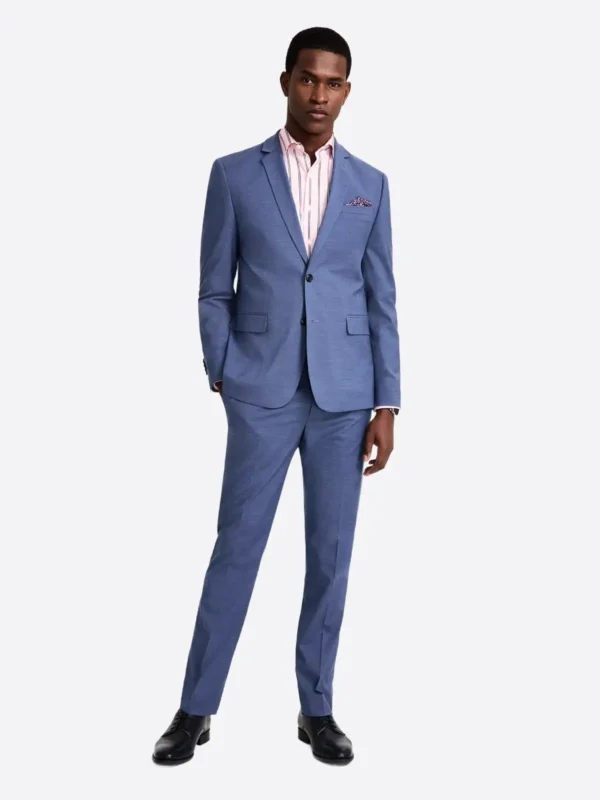 SuitsHeritage Men's Solid Light Blue Slim Fit 2 Piece Suit
